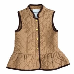 JANIE AND JACK Girls Tan Quilted Vest Size 5-6y